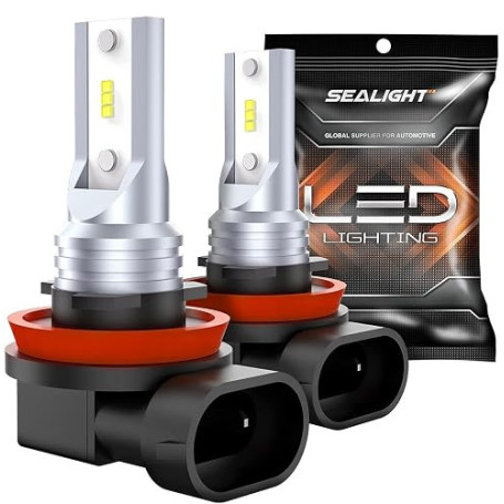 SEALIGHT H11 H16 Ampoule LED Anti-brouillard, Format Mini 1:1 Réel, Blanc Froid 6500K, Puissance et Pénétration Optimales pour V