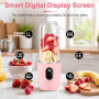 Blender Portable, 500 ml Blender Smoothie avec Affichage Numérique, Rechargeable Mini Blender Portable Batterie de 1500 mAh, 16