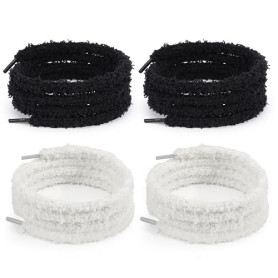 SLEEKEE 4 Lacets En Peluche Flocon De Neige Élastiques et Remplaçables, 120 Cm De Long Pour Baskets Et Chaussures En Toile