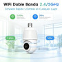 CiKiKWXO Ampoule Camera Surveillance WiFi Exterieure sans Fil 2K | 2.4/5 GHz Caméras de Surveillance WiFi, Vision Nocturne Coule