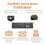 Amazon Basics souris sans fil rechargeable - Clavier complet ultra-mince et silencieux avec pavé numérique, FR Layout Gray, noir
