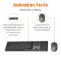 Amazon Basics souris sans fil rechargeable - Clavier complet ultra-mince et silencieux avec pavé numérique, FR Layout Gray, noir