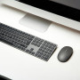 Amazon Basics souris sans fil rechargeable - Clavier complet ultra-mince et silencieux avec pavé numérique, FR Layout Gray, noir