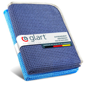 Glart 47TB Lot de 2 Chiffons Microfibre XXL 70×40 cm – séchage Voiture Doux et Absorbant – sans Peluches ni Rayures – Entretien 
