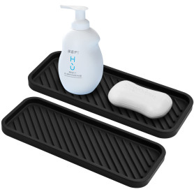 Chstarina 2 Pièces Organisateur D'évier Silicone Antidérapant Tapis Égouttoir à Vaisselle Résistant à la Chaleur Porte pour Savo