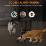 Distributeur Croquettes Chat Automatique Doubles 4L Enregistrement Vocal 10s et 6 Repas Programmables avec Ebols INOX, Anti‑Bloc