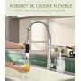 Robinet de cuisine - Robinetterie de cuisine avec douchette extractible | pivotant à 360°, mitigeur haute pression pour cuisine,