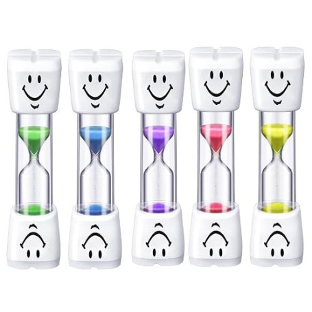 Ginddy Sablier Brossage Dents Enfant,5 PCS Minuteur de Brosse à Dents Timer Enfant 3 Minutes Sourire Brossage des Dents pour Gar