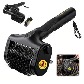 Brosse électrique pour barbecue avec batterie, 2 niveaux et lumière LED pour grilles de barbecue