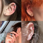 WillTen Faux Piercing Oreille sans Trou Acier Inoxydable Boucle Oreille Clip pour Femme Helix Cartilage Manchette Non Piercing B