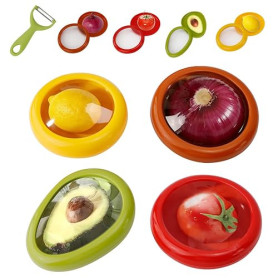 WRENYZK Lot de 4 économiseurs de fruits et légumes, réutilisables, conteneurs de stockage de fruits, récipients alimentaires ant