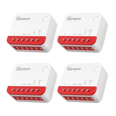 SONOFF MINI-ZBRBS Zigbee Lot de 4 commutateurs intelligents pour volet roulant, taille mini, contrôle en pourcentage, répéteur Z