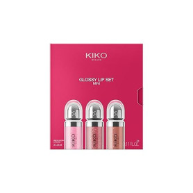 KIKO Milano Glossy Lip Set Mini, Kit Lèvres : 3 Mini Brillants À Lèvres Hydratants Effet Volumateur 3D
