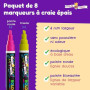 Chalky Crown - Stylo Craie Multicolore (Lot de 8) - Marqueurs à Effaçage à Sec Pour Tableaux Noirs, Enseignes, Fenêtres, Verre -