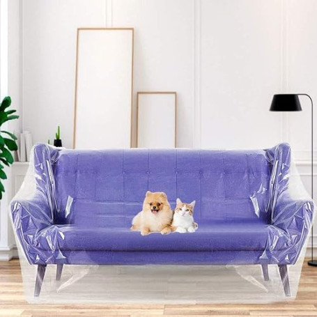 KLYNGTSK 2*3m Housse de Canapé en Plastique pour Animaux Housse de Protection pour Canapé Anti-poussière Housse de Fauteuil Impe
