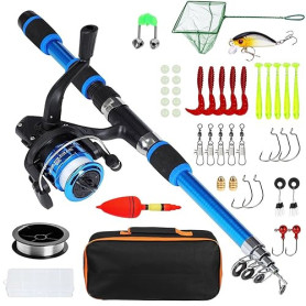 Canne a Peche Kit pour Enfants & Débutants, 1.8m Canne à Pêche Télescopique | avec Moulinet Leurres 100 m Ligne de Pêche Épuiset