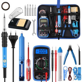Ultralent Kit de fer à souder 24 en 1, 60 W, température réglable de 200 à 450 °C, kit de soudure électrique avec 5 pannes à sou