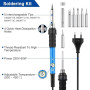 Ultralent Kit de fer à souder 24 en 1, 60 W, température réglable de 200 à 450 °C, kit de soudure électrique avec 5 pannes à sou
