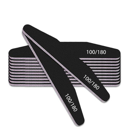 elzle 10 Limes à Ongles Pro 100/180 Double Face Lavables, Noir | Professionnelles Lavables Réutilisables, pour Manucure, Soin On
