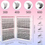 LUFFLOK 640pcs Kit Extension Cils Individuels 30D+40D+50D+60D Faux Cils | Faux Cils Bouquet Volume Russian D Curl DIY Extensions