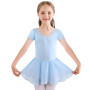 Bezioner Ballet Robe Filles Danse Justaucorps V-Cou Costume Fille Jupe Tutu Manche Courte