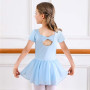 Bezioner Ballet Robe Filles Danse Justaucorps V-Cou Costume Fille Jupe Tutu Manche Courte