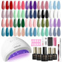 ROSALIND Kit Vernis Semi Permanent Complet avec 48W UV Lampe 20+4 PCS Rouge | Vernis Gel Rouge Rose Violet Bleu Vert, UV/LED Nai