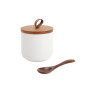VOSSOT Bocal en céramique avec couvercle 260ml – Petite boîte hermétique à sucre avec poignée et cuillère – Idéal comme boîte à