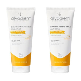 Alvadiem | Baume Pieds Secs à la Gelée Royale Réparatrice | Nourrit, Répare Talons Fendillés, Crevasses | Huile d'Olive Vierge,