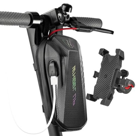 Outinhao Sac de Trotinette Électrique, 2L/3L Sacoche Guidon avec USB, Support Telephone, Guidon Sacoche pour Xiaomi Mijia M365,
