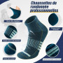 Niofind Chaussettes Quarter Randonnée Mérinos, 6 Paires, Rembourrées | 30% laine avec mesh respirant, semelle bouclette, pointe