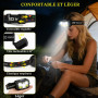 KOHRIUK Lot de 2 Lampe Frontale LED Rechargeable USB 2000 Lumens Torche Frontale Léger Étanche avec Capteur de Mouvement 6 Modes