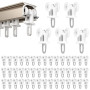 50 Pièces Rouleau pour Rail de Rideaux, Poulie Rideau Rail | Glisseur Rail Rideau avec Crochets, Rouleaux pour Rails de Rideaux