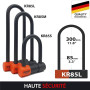 KRASER KR85L Antivol Moto Homologué SRA | Promo Model Plus Robust | U ø18mm Acier Cémenté, Double Verrouillage, 3 Clés Haute Séc