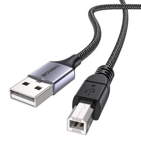 MOSWAG Câble Imprimante USB 2.0 A vers B 2M Nylon Tressé 480Mbps Haute Vitesse Compatible HP Canon Epson Dell Brother Samsung Xe