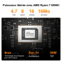 GEEKOM A6 Business Mini PC avec AMD Ryzen 7 6800H, 16Go DDR5 RAM(Évolutif) | 1To SSD, Radeon 680M, Lecteur SD, USB-C,4 écrans 8K