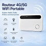 Routeur 4G/5G WiFi 6 Portable avec Slot Carte SIM, Pocket WiFi Portable | MiFi 4G/5G LTE CAT6 300Mbps, Batterie 2100mAh(12h Auto
