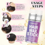 Soodyoow Bâton de Cire pour Cheveux 75g avec 3 Brosses, pour Lisser et Discipliner les Cheveux Rebelles et les Frisottis, Finiti