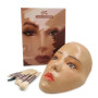 Tête de mannequin 3D en silicone réutilisable avec pinceaux de maquillage, pour artistes émergents et filles