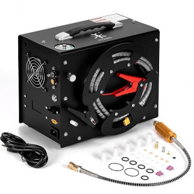TUXING Compresseur d'air 4500Psi Pcp,convertisseur intégré,arrêt automatique,sans huile ni eau,design unique vertical + bobine d