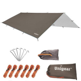 Unigear Tarp Bivouac Léger Imperméable avec Œillets pour Hamac et Camping | Bâche de tente compacte, protection pluie et soleil,