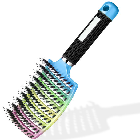 Brosse à Cheveux Magique - Démêlante Instantanée - Poils de Sanglier & Nylon - Anti-Casse & Anti-Statique - Pour Cheveux Bouclés