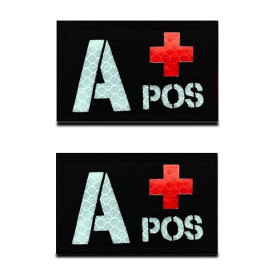 Lot de 2 patchs réfléchissants A+ POS Positive Medic EMT - Découpe laser - Durables - Crochet et boucle - Patch militaire tactiq