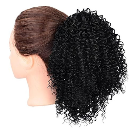 YIPFEN 1 Postiche Queue De Cheval Afro Bouclée Ponytail Cheveux Naturel Courts Extension 12 Inch