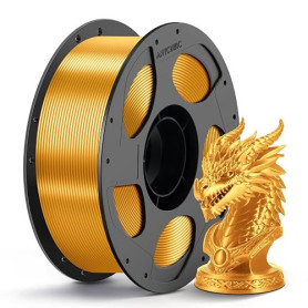 ANYCUBIC Filament PLA Silk 1,75mm 1kg Or | Aspect Satin Lustré, Flexibilité Élevée, Luminosité Réglable, Compatible ACE Pro, Idé