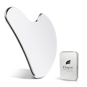 Flagest Gua Sha en Acier Inoxydable Visage, Guasha Pour Visage Metal | Outil de Massage, Effet Rafraîchissant Naturel, Pour Scul