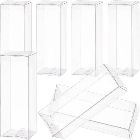 BENECREAT 20 PCS Clair Boîtes De Faveur De Mariage 4x4x12cm Rectangle PVC Transparent Boîtes Cadeaux pour Bonbons Chocolat Valen