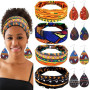 Willbond 4 Pièces Boucles d'Oreilles Africaines et Bandeaux Africains | Boucles d'Oreilles de Larme en Faux Cuir, Bandes de Chev