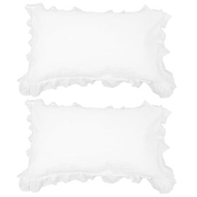 SHINEOFI 2pcs Taies d'oreiller en Coton 50x70 cm À Volants en Dentelle | Taies D'oreiller Housses Douces Et Respirantes Pour Cha