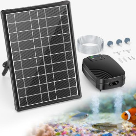 POPOSOAP 8W Aérateur solaire pour étang, pompe à oxygène solaire pour étang avec double alimentation solaire par batterie, aérat